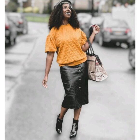 Rachel Comey Target Midi Skirt 6 Brown Faux Leather Crocodile Playful Minimalist - Picture 1 of 10